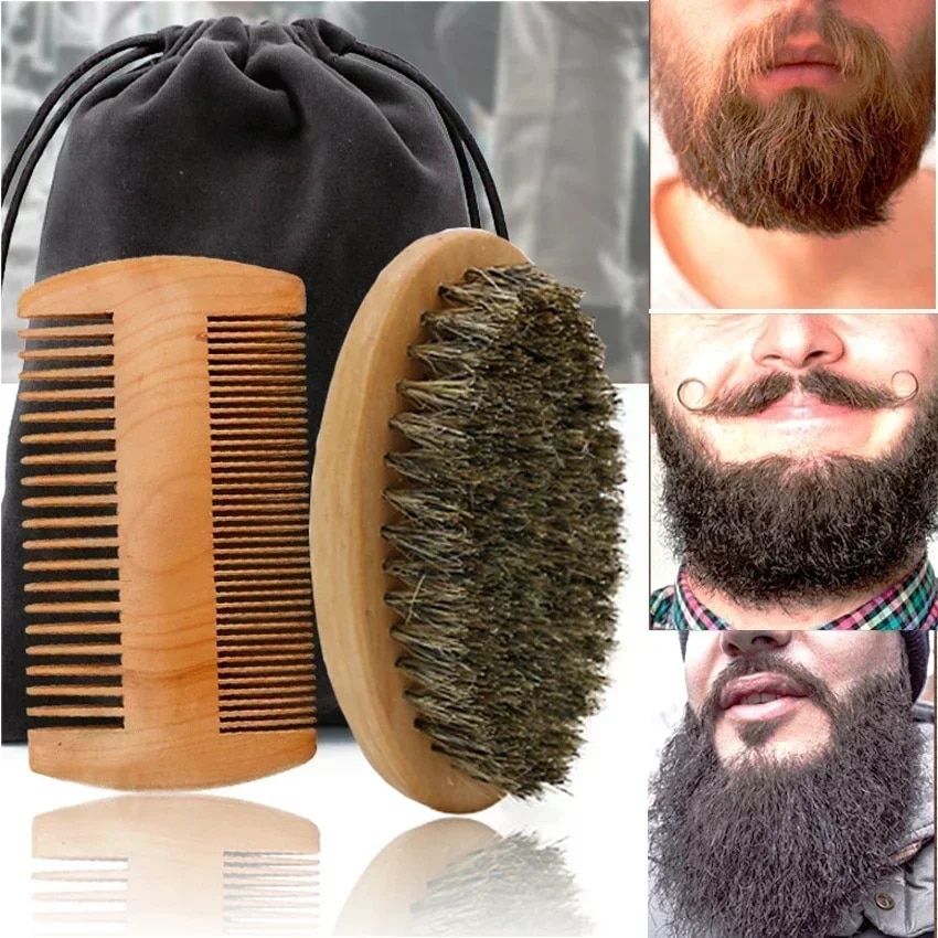 Men'S Grooming Bag - Sikat cukur jenggot kayu babi hutan