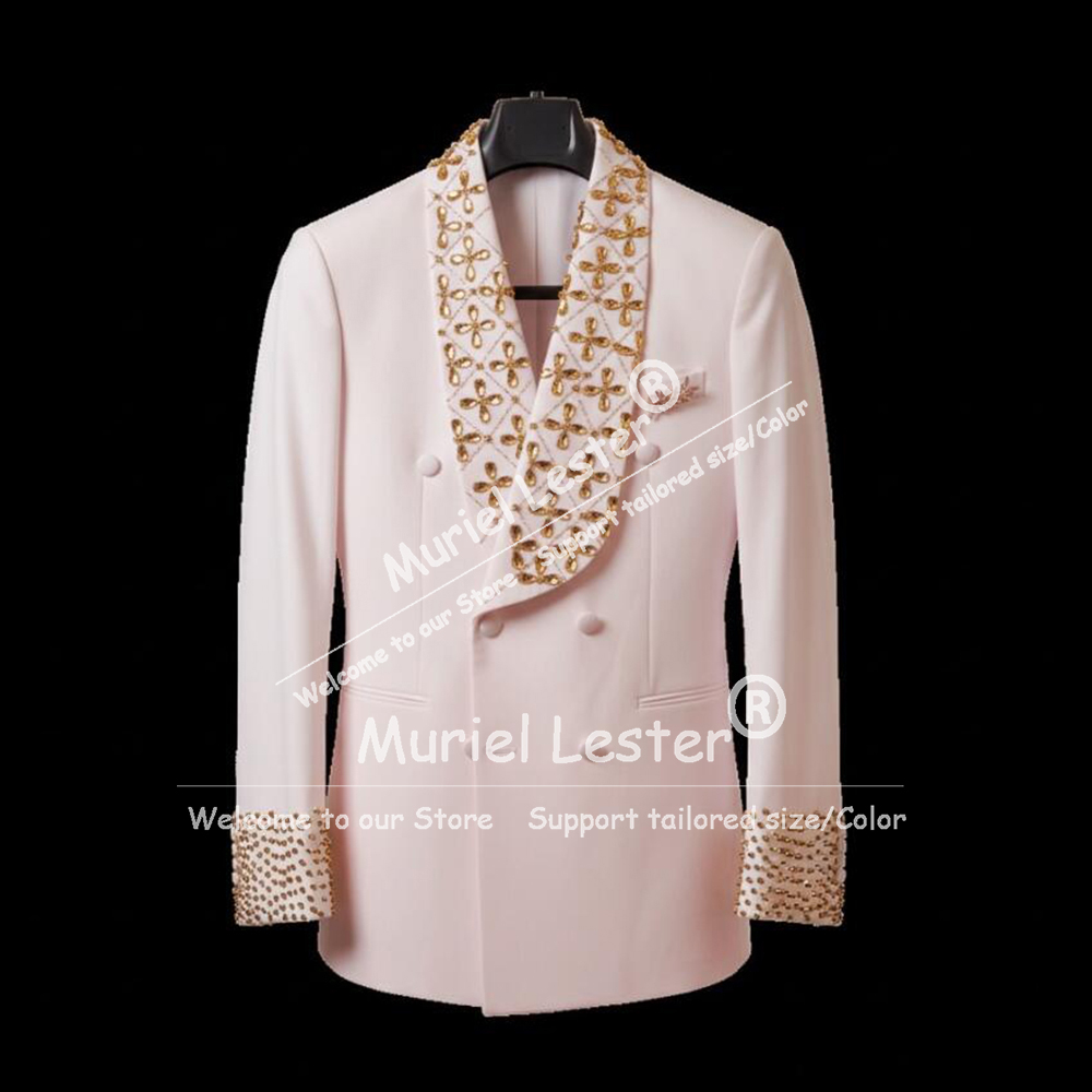 Men'S Grooming Jacket - Jas Pria Elegan Berhias Berlian Imitasi,