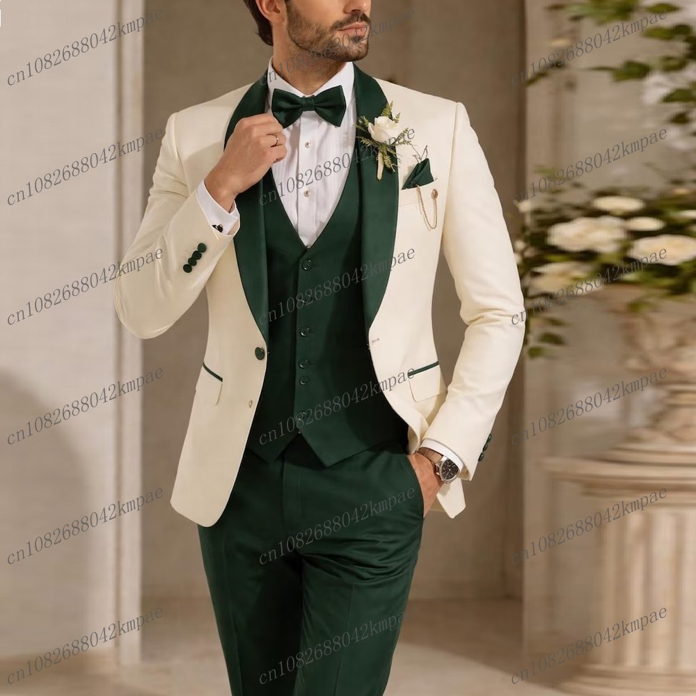 Men'S Grooming Jacket - Setelan Jas Pria Formal Warna Ivory