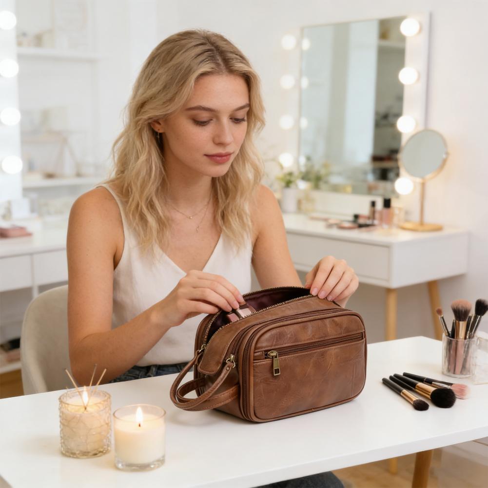 Tas Makeup Travel Kulit Sintet - Men'S Grooming Bag ulasan dan harga
