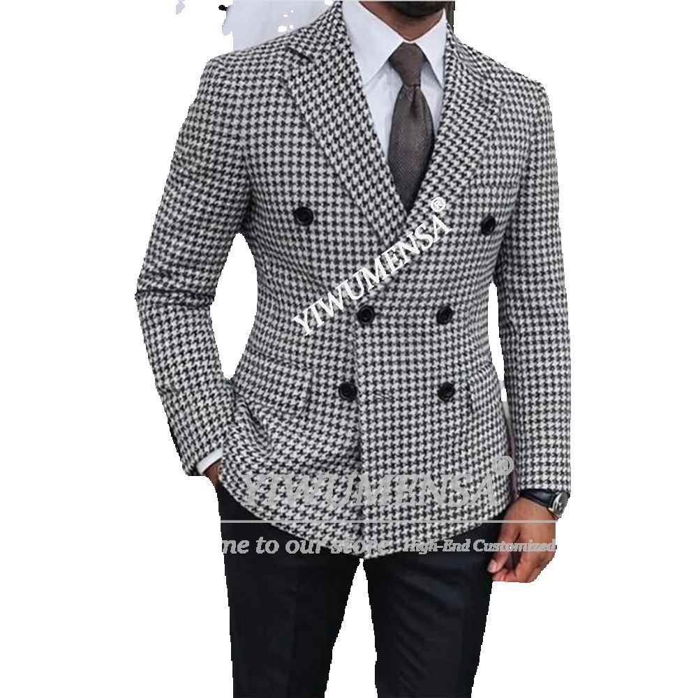 Setelan Retro Houndstooth Klas - Men'S Grooming Jacket ulasan dan harga