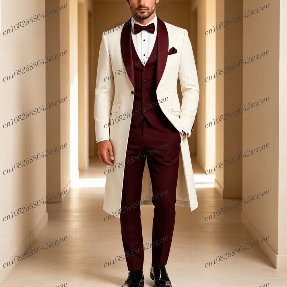 Jas Panjang Putih dan Merah Tu - Men'S Grooming Jacket ulasan dan harga